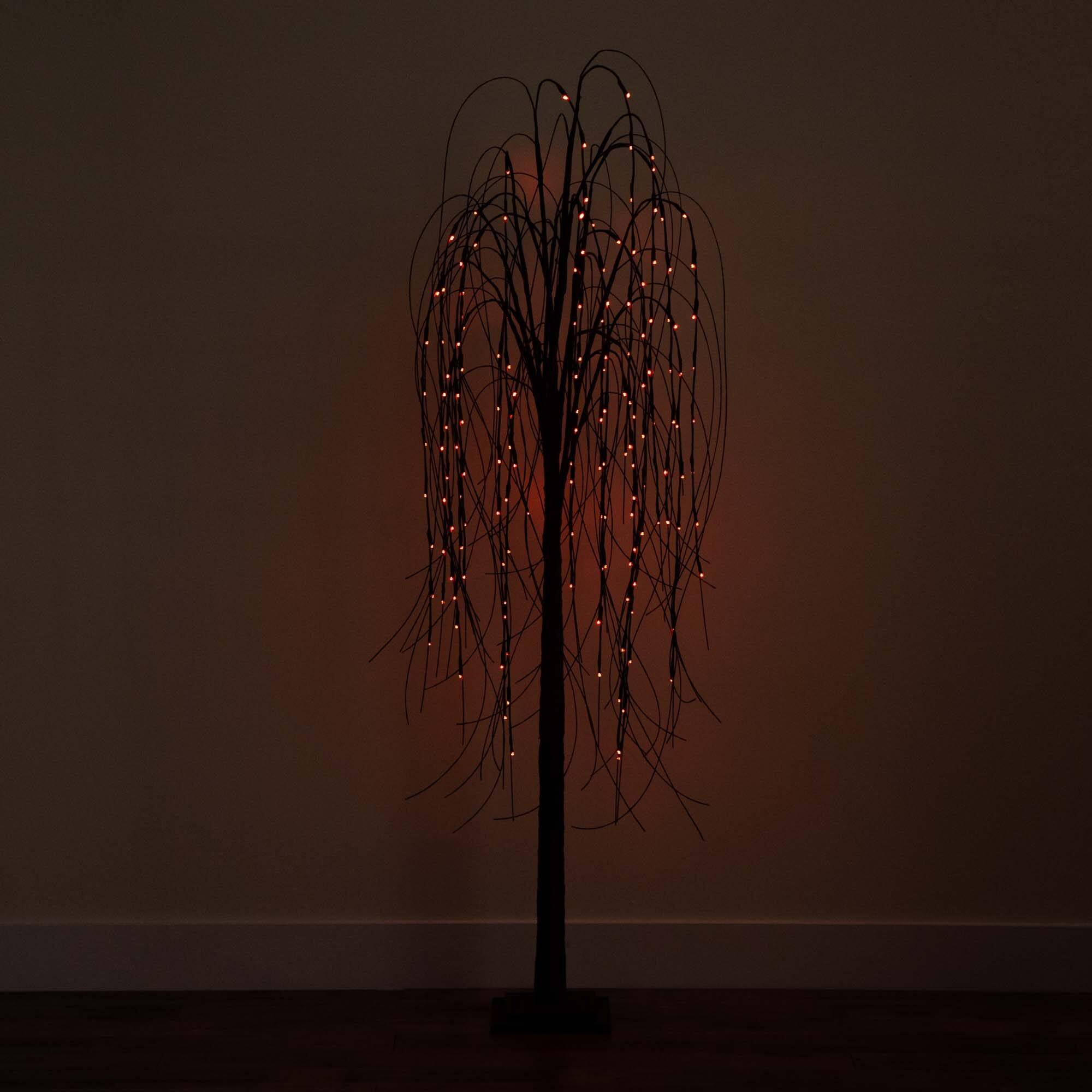6ft. Orange & Purple LED Pre-Lit Halloween Black Willow Artificial Fall Tree